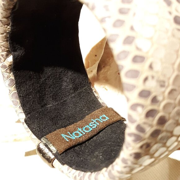 Natasha Womens Snake Skin Bracelet Taupe Grey Bangle - Picture 4 of 5